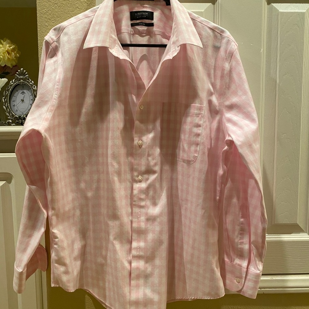 Nordstrom pink checkered cotton shirt